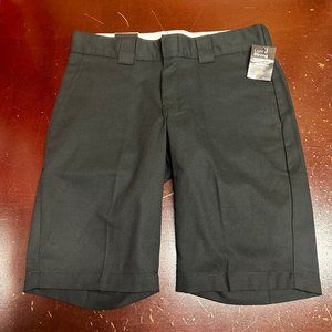 Dickes Mens Black Flat Front Slash Pockets Lightweight Slim Fit Work Short Sz 32